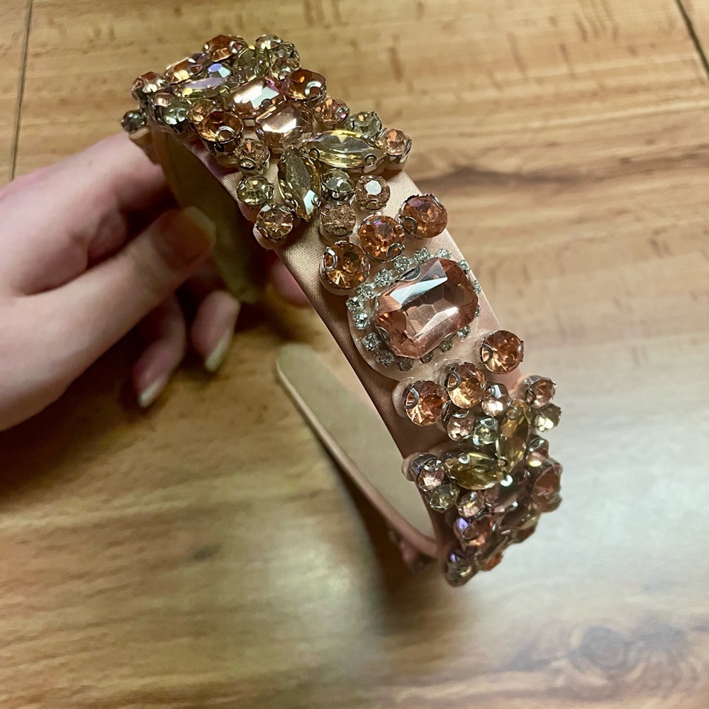 Peach Rhinestone Embellished Headband - Picture 3 of 6